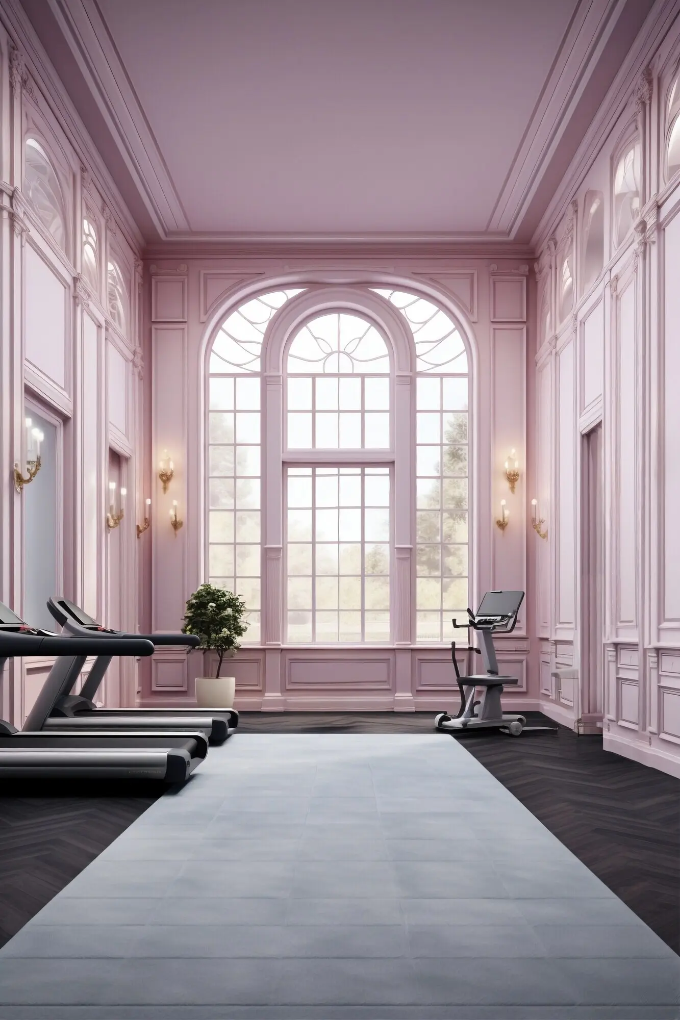 Innenarchitektur im neoklassizistischen Stil mit Dekoration und Möblierung.